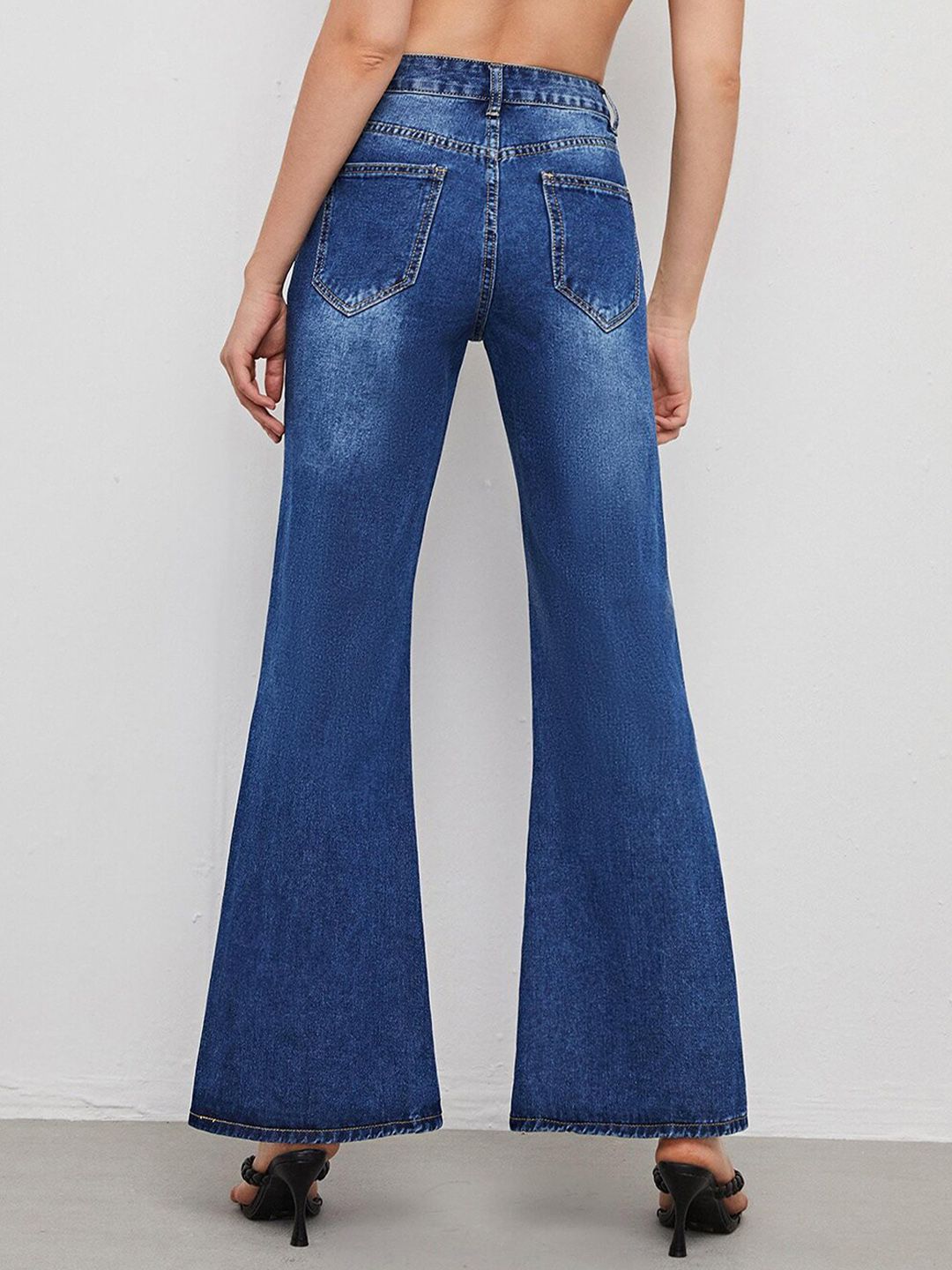 Kotty Women Jean Flared High-Rise Light Fade Stretchable Jeans