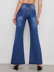 Kotty Women Jean Flared High-Rise Light Fade Stretchable Jeans