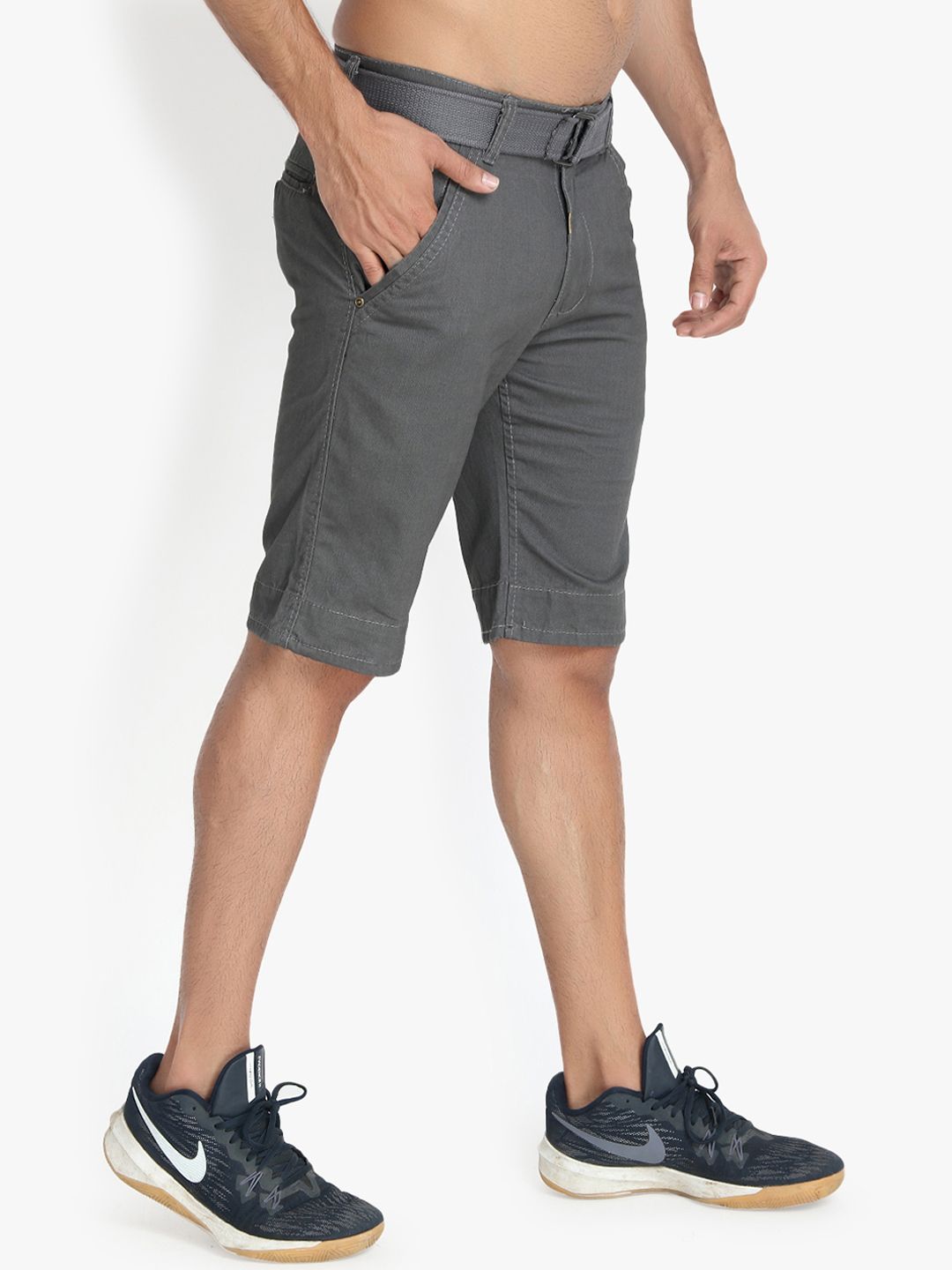 Kotty Men Grey Solid Regular Fit Regular Shorts