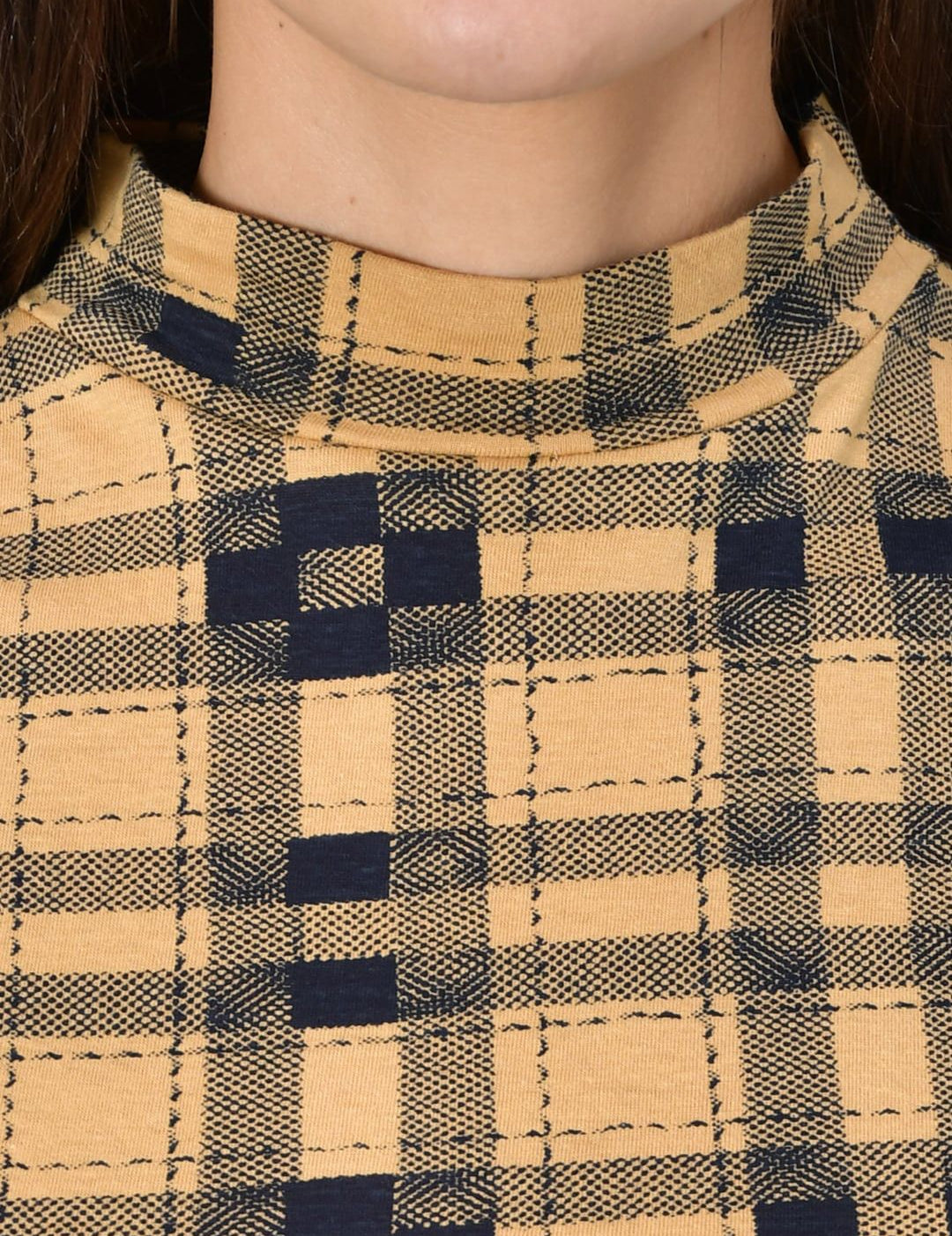 Kotty Women Yellow & Black Checked Night Suit