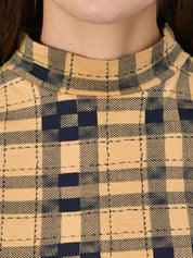 Kotty Women Yellow & Black Checked Night Suit