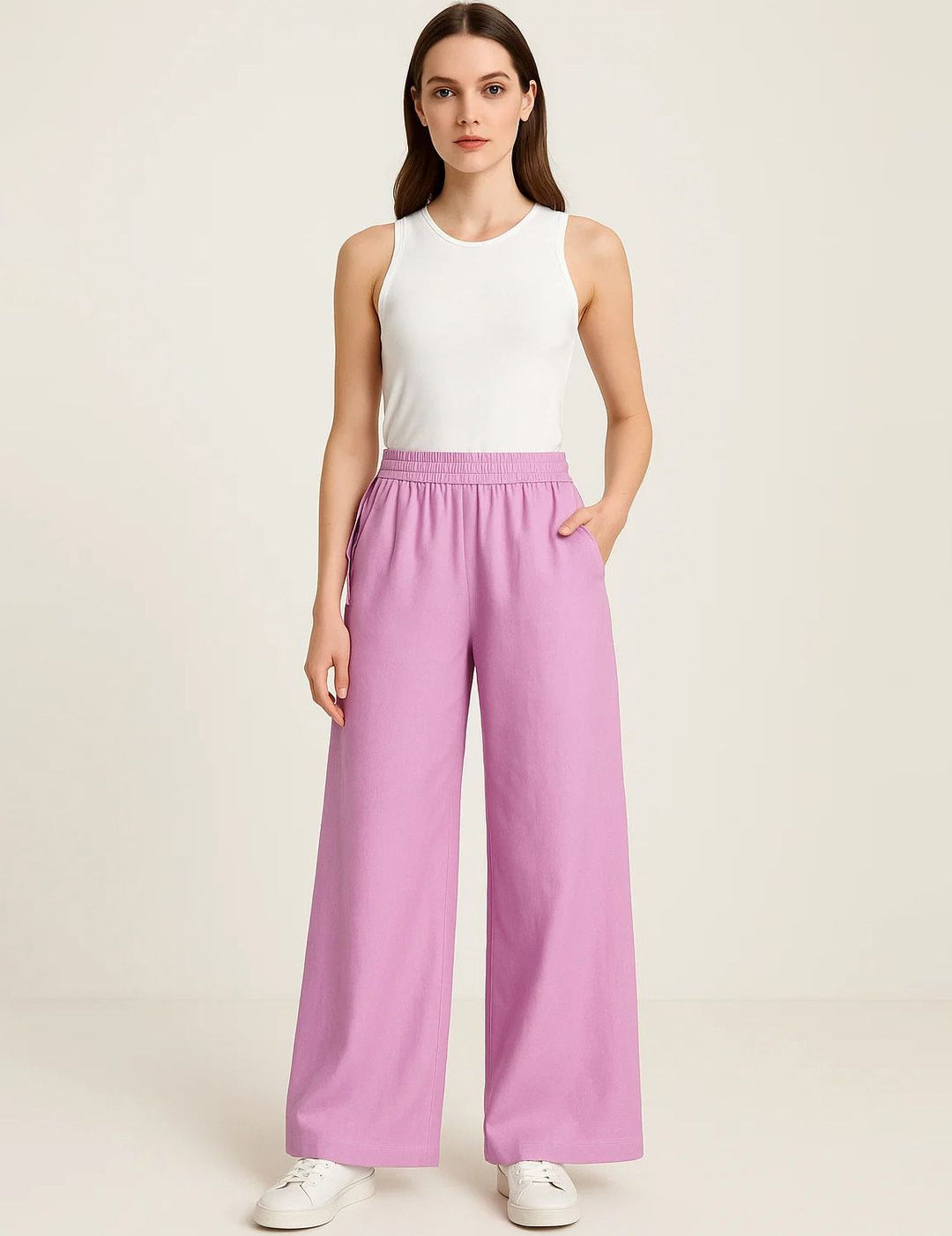 Kotty Women Loose Fit High-Rise Cotton Trousers