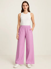 Kotty Women Loose Fit High-Rise Cotton Trousers