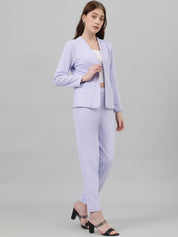 Kotty Purple Collarless Long Sleeves Blazer With Trousers