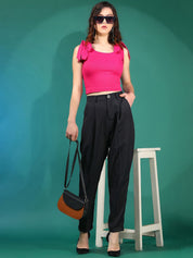 KOTTY BIZwear Women Relaxed High-Rise Easy Wash Peg Trousers