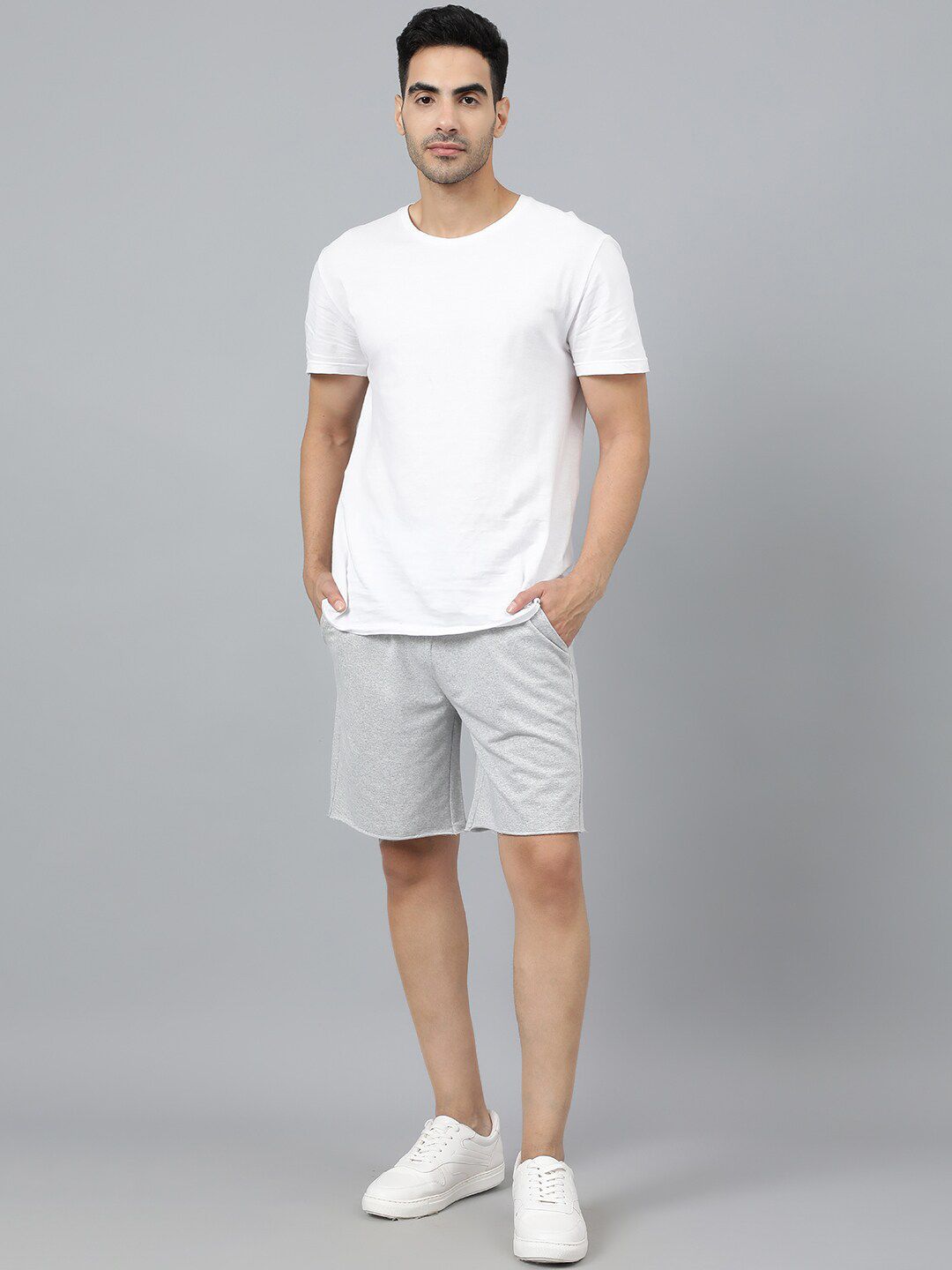 Kotty Men Grey Mid-Rise Regular Shorts