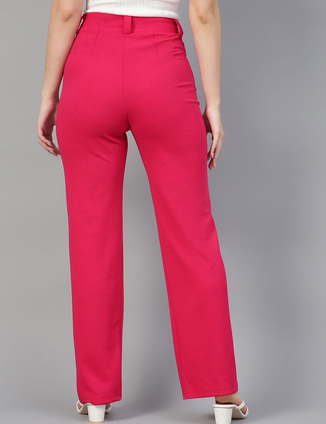 KOTTY BIZwear Women Relaxed Straight Fit High-Rise Easy Wash Parallel Trousers