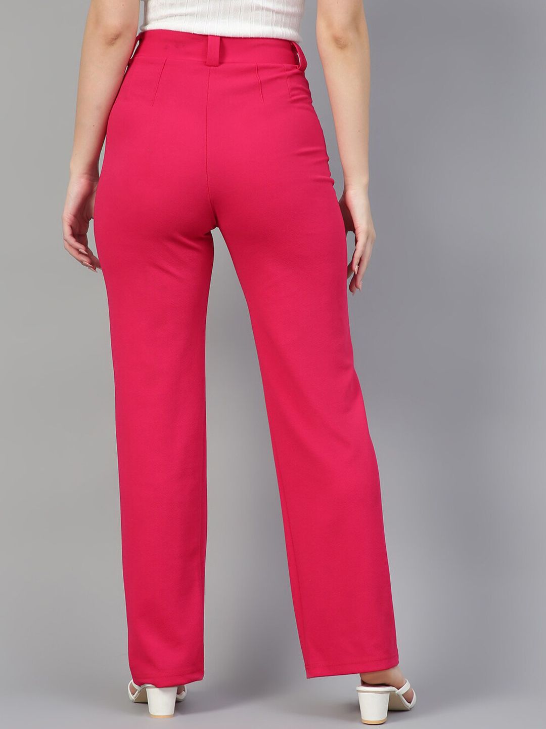 KOTTY BIZwear Women Relaxed Straight Fit High-Rise Easy Wash Parallel Trousers