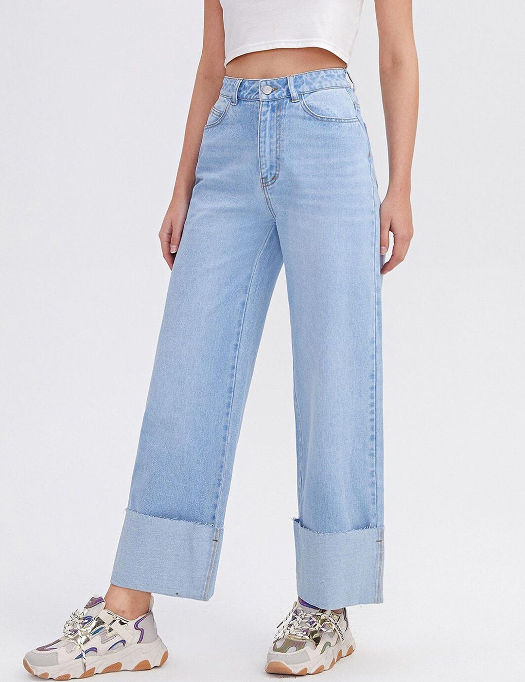 Kotty Women Flared High-Rise Stretchable Cotton Lycra Blend Jeans