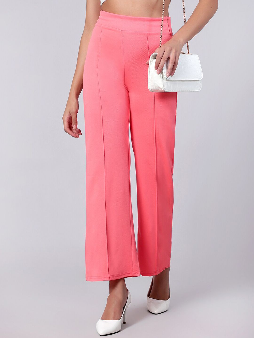 Kotty Women Relaxed Straight Fit High-Rise Easy Wash Trousers