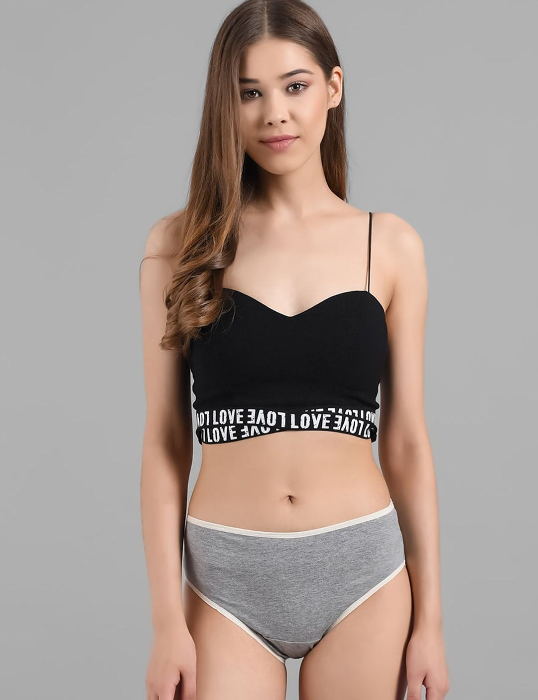 Kotty Women Grey Solid Hipster Briefs KTTWOMENSPANTY02
