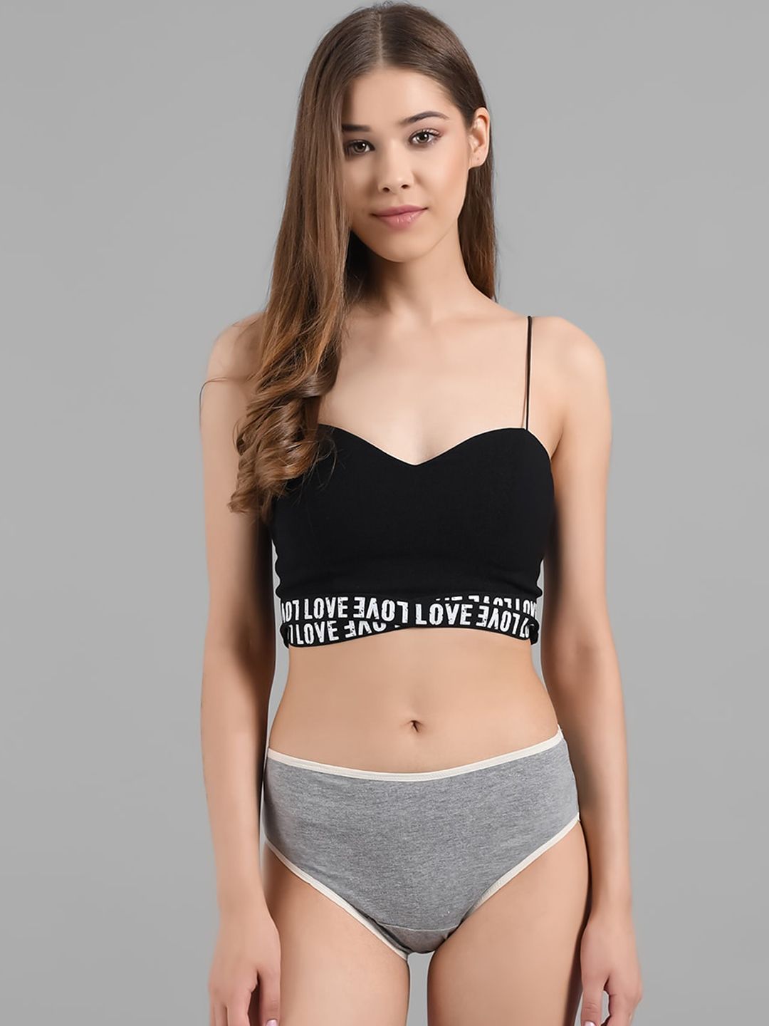 Kotty Women Grey Solid Hipster Briefs KTTWOMENSPANTY02