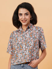 Kotty Black Floral Printed Casual Shirt