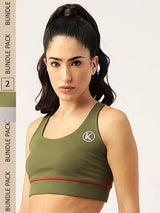 Kotty Pack of 2 Non-Padded Non-Wired Full Coverage All Day Comfort Workout Bra