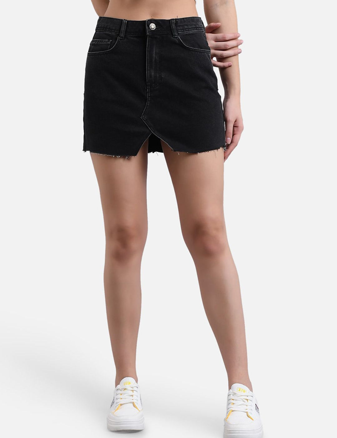 Kotty Women Black Solid Denim Skirt