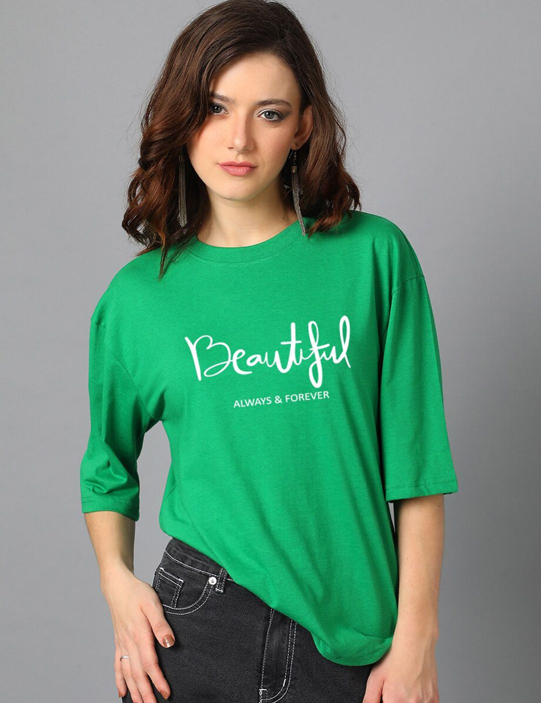 Kotty Typography Printed Oversized T-shirt