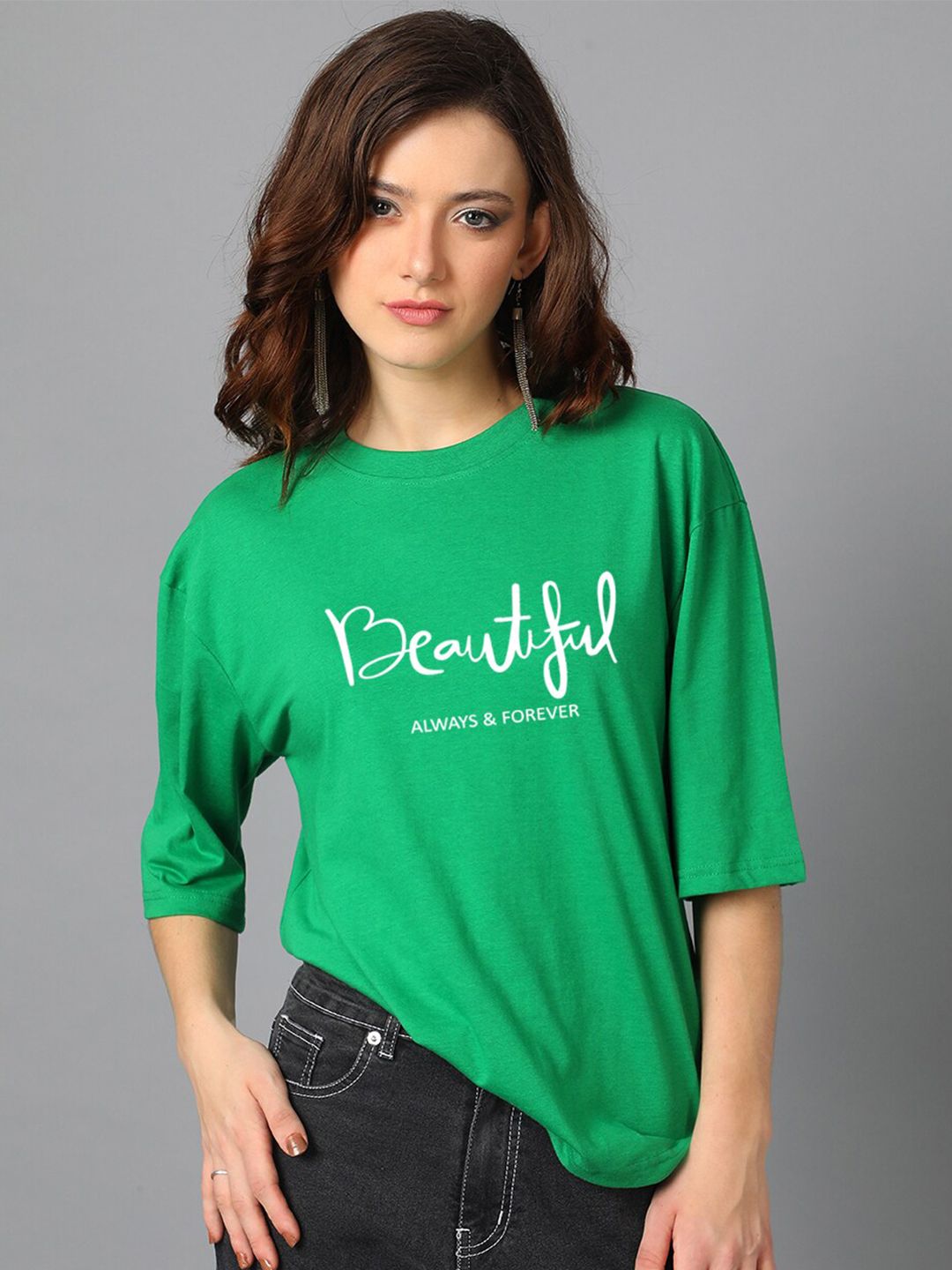 Kotty Typography Printed Oversized T-shirt