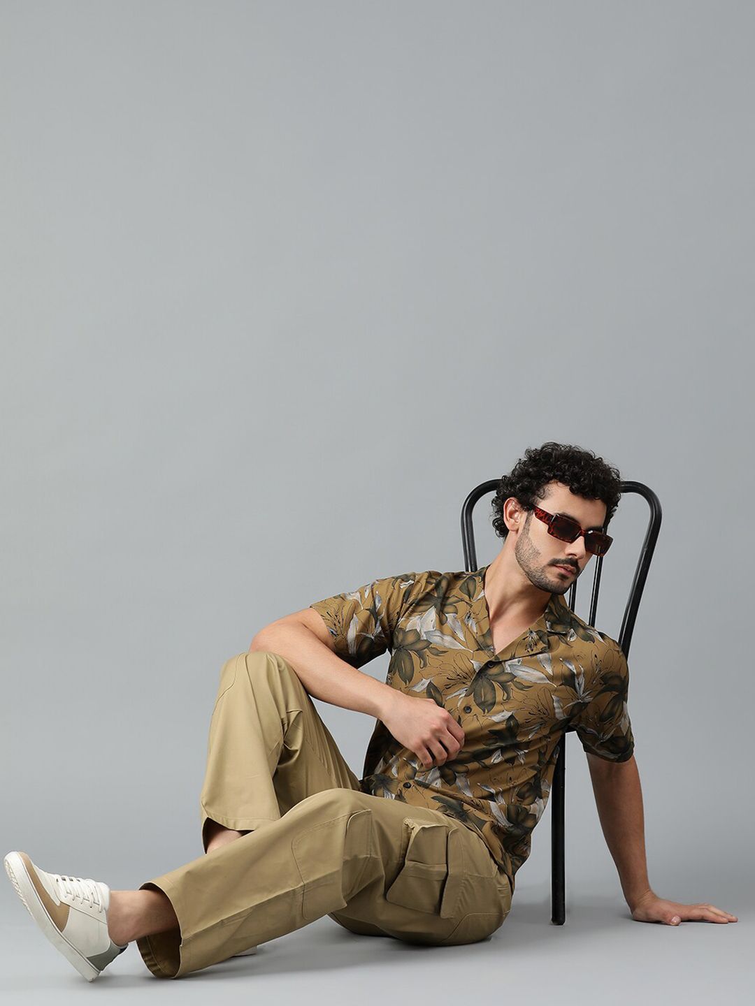 Kotty Men Cuban Collar Floral Printed Casual Shirt