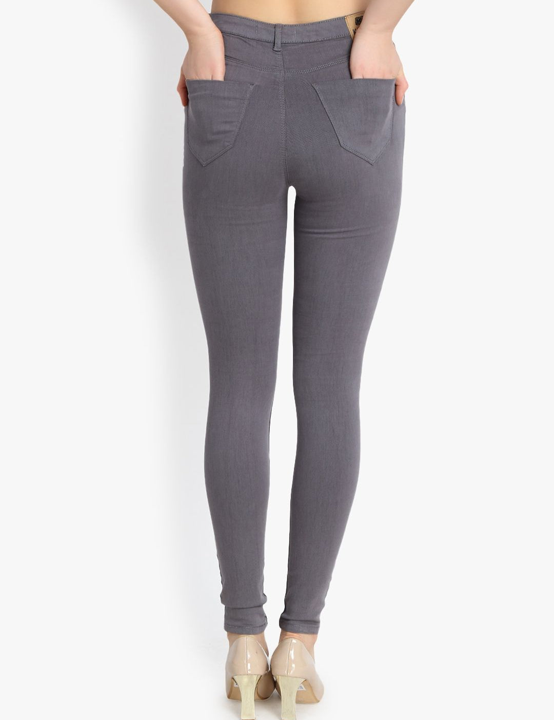 Kotty Women Grey Skinny Fit High-Rise Clean Look Stretchable Jeans