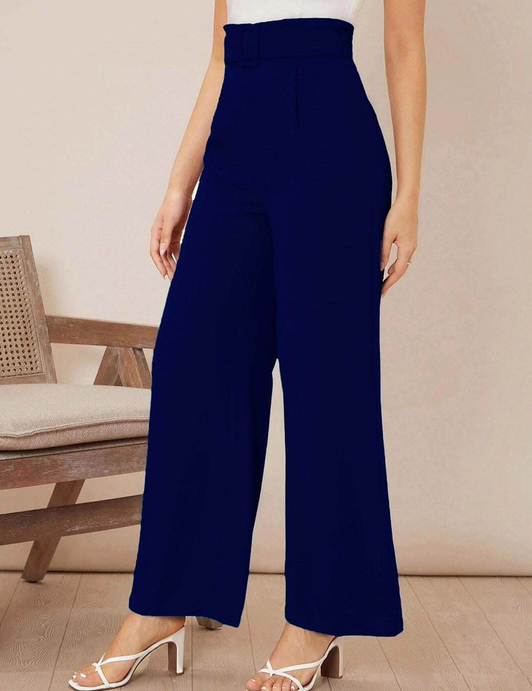 Kotty Women Relaxed Straight Fit High-Rise Easy Wash Parallel Trousers