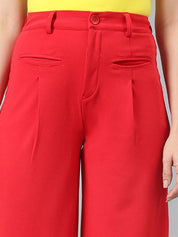 Kotty Women Relaxed Straight Fit High-Rise Easy Wash Trousers