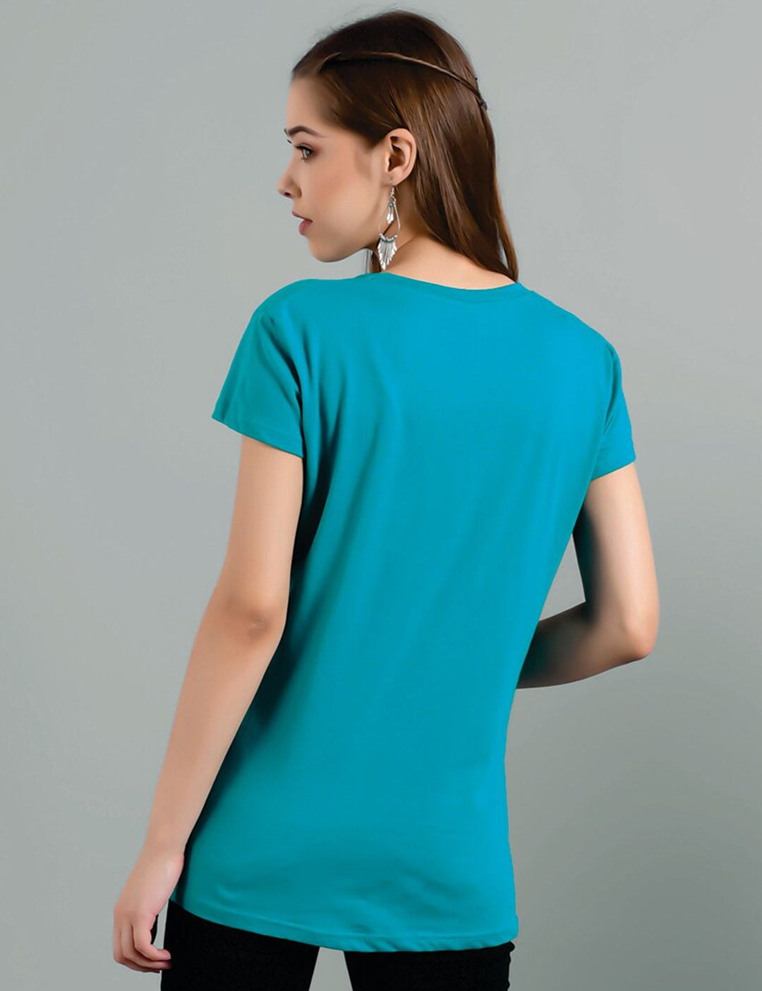 Kotty Women Blue Printed Applique T-shirt