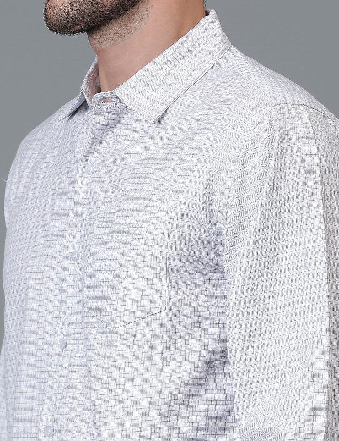 Kotty New White & Grey Gingham Checks Printed Casual Shirt