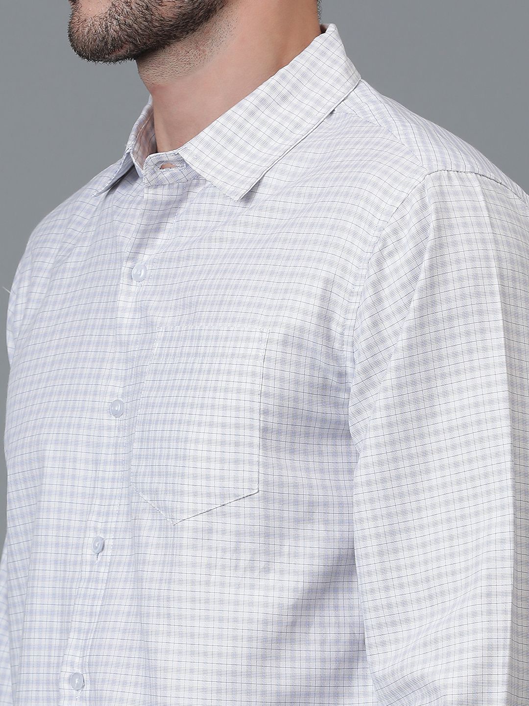 Kotty New White & Grey Gingham Checks Printed Casual Shirt