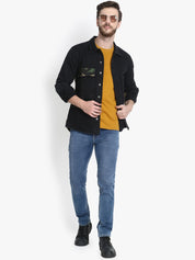 Kotty Men Black Camouflage Lightweight Denim Jacket