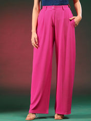 Stylecast X KOTTY BIZwear Women Relaxed Straight Leg Straight Fit High-Rise Parallel Trousers