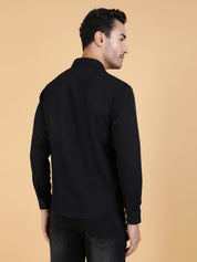 Kotty Men Relaxed Fit Spread Collar Textured Cotton Casual Shirt