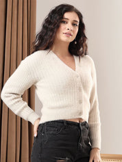 Kotty Women Cable Knit Crop Cardigan