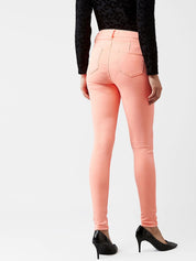 Kotty Women Peach-Coloured Skinny Fit High-Rise Clean Look Jeans