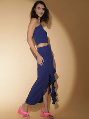 Kotty Blue One Shoulder Top With Skirt