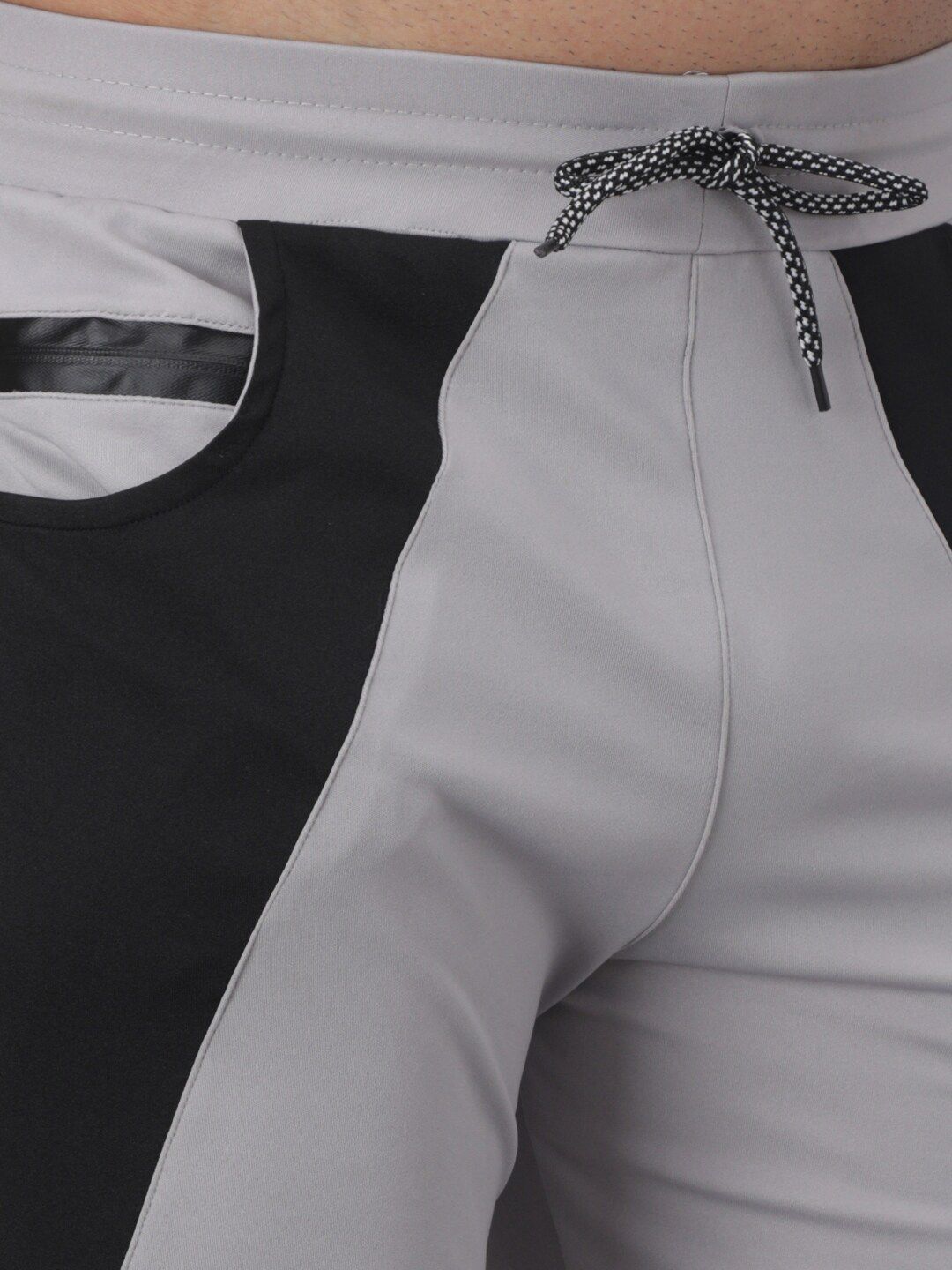 Kotty Men Grey & Black Colourblocked Straight Fit Track Pants