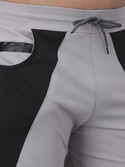 Kotty Men Grey & Black Colourblocked Straight Fit Track Pants