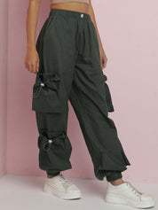 Kotty Women Solid Relaxed High-Rise Parachute Trousers