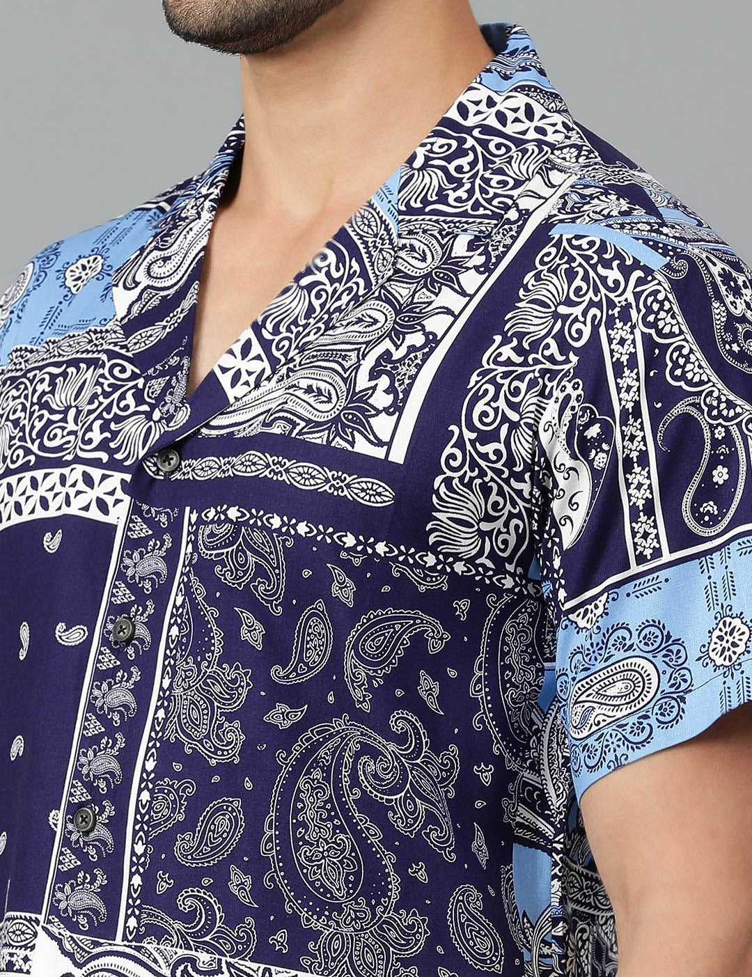 Kotty Men Cuban Collar Ethnic Motifs Printed Casual Shirt