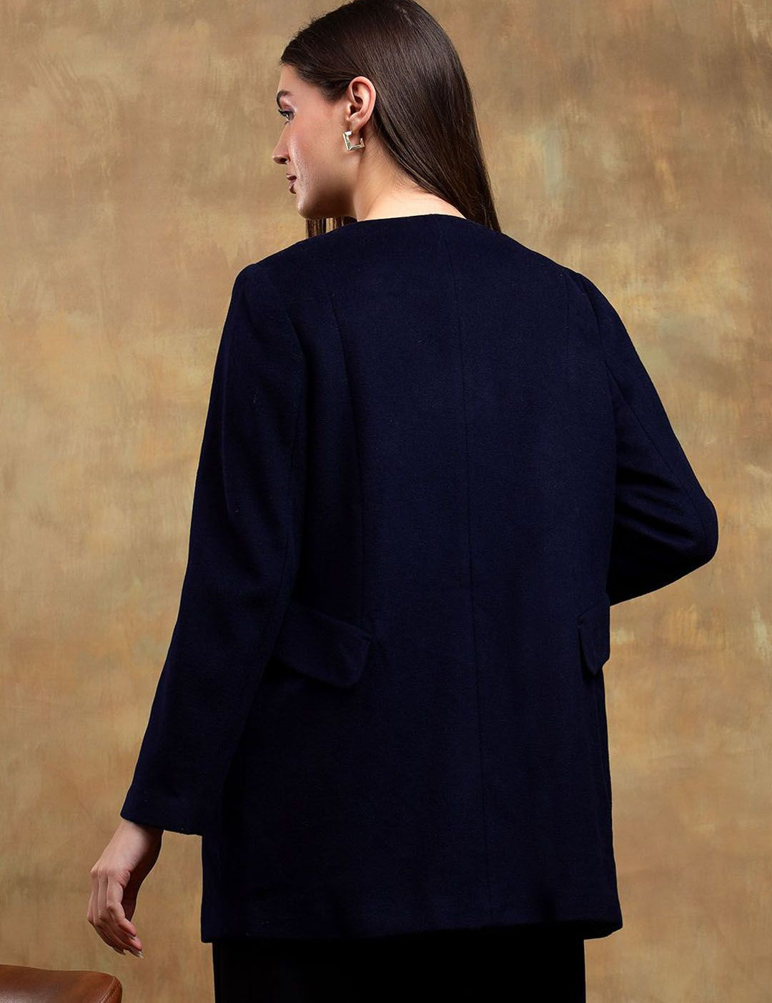 Kotty Women Solid Mandarin Collar Overcoat