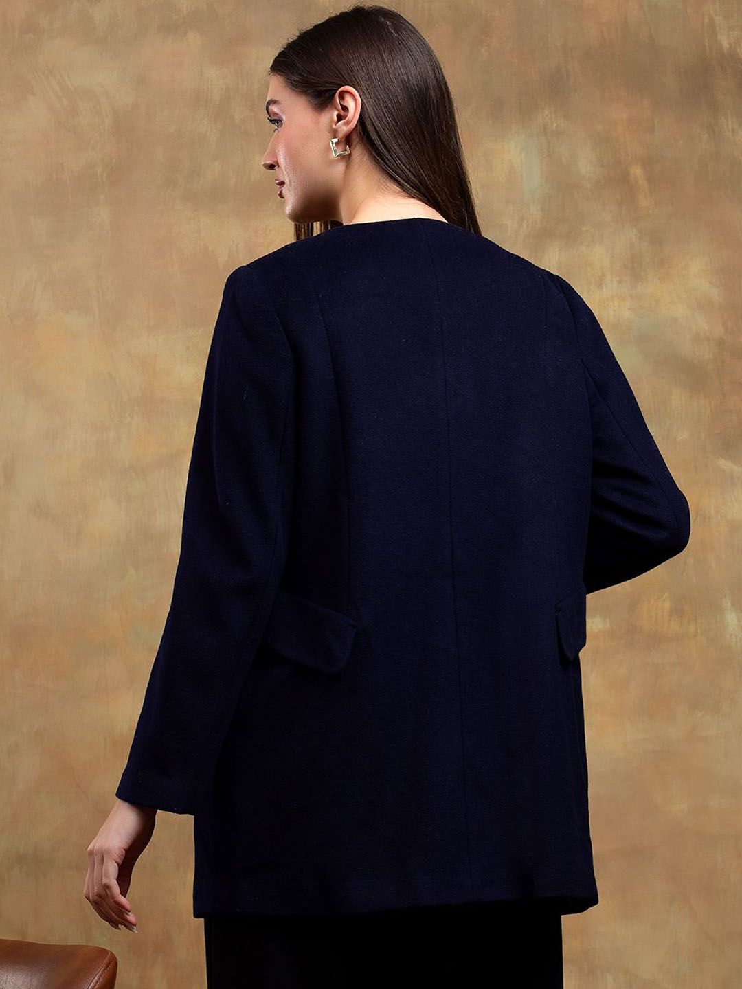 Kotty Women Solid Mandarin Collar Overcoat