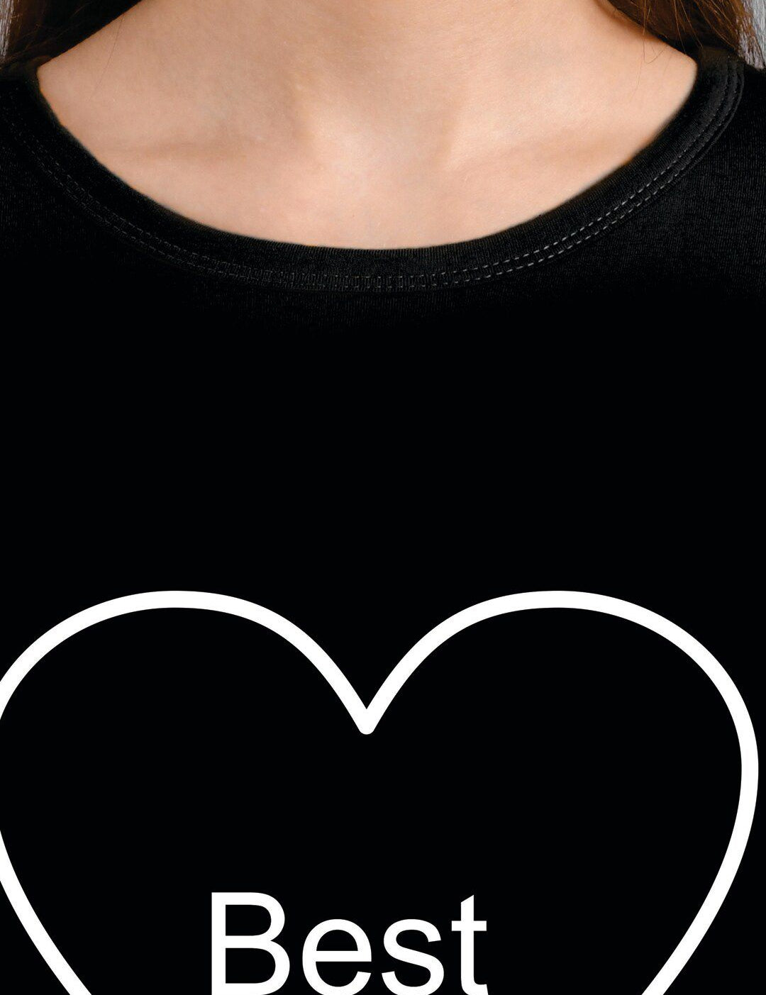 Kotty Women Black Printed Round Neck T-shirt