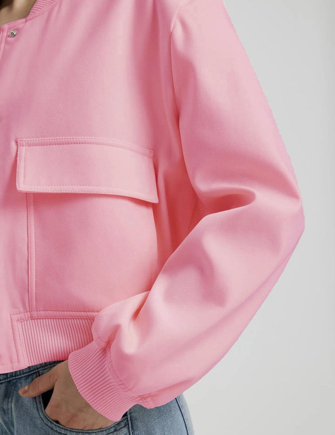 Kotty Stand Collar Fleece Bomber Jacket