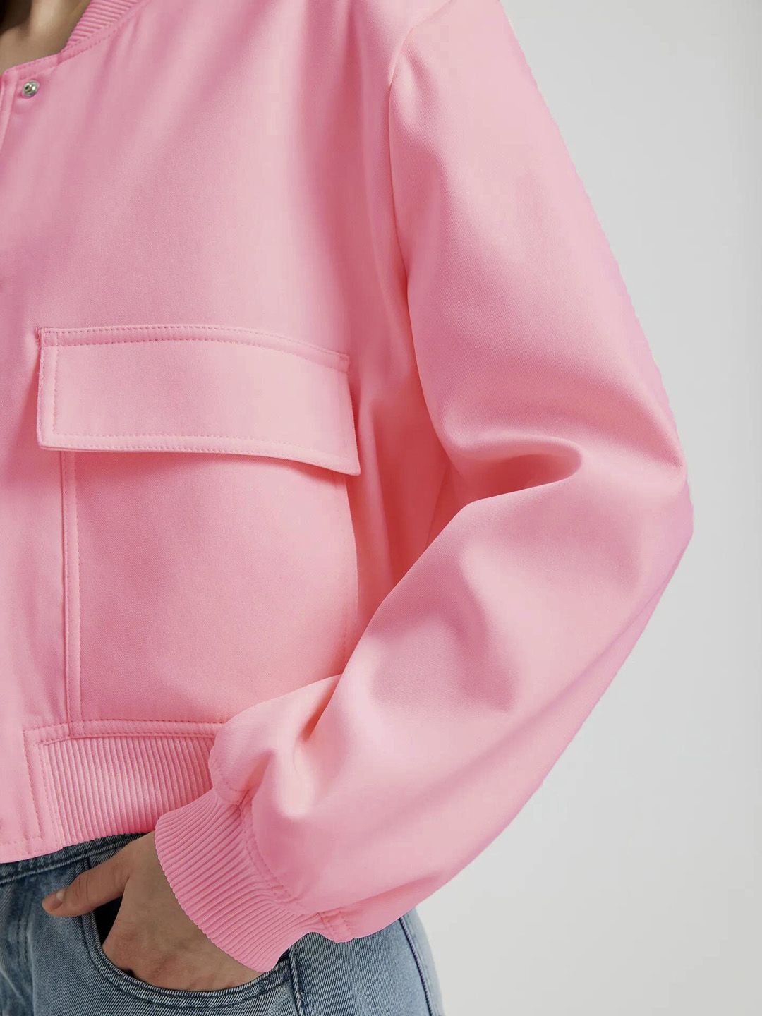 Kotty Stand Collar Fleece Bomber Jacket