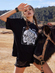 Kotty Graphic Printed Oversize Cotton T-shirt