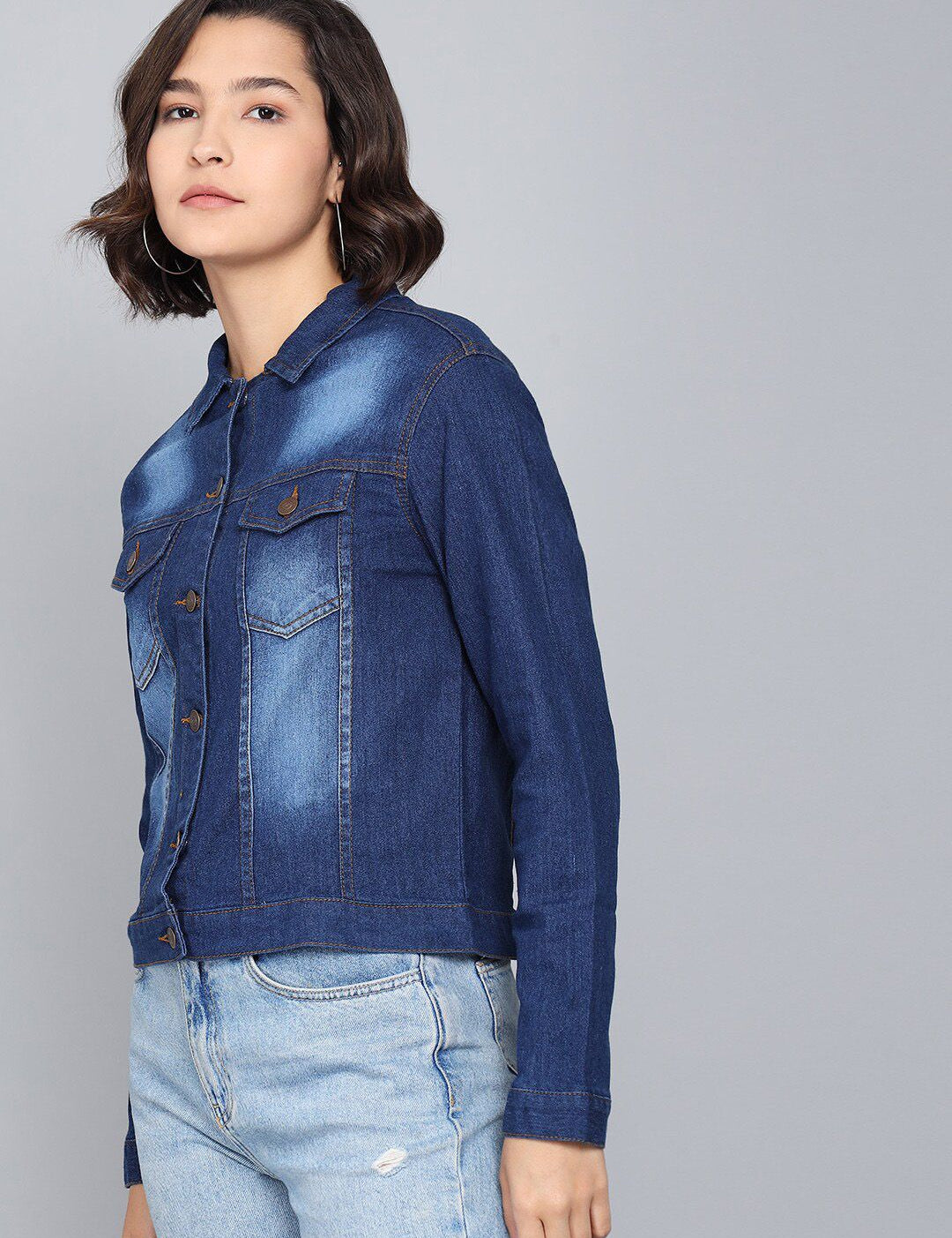 Kotty Women Blue Washed Denim Jacket