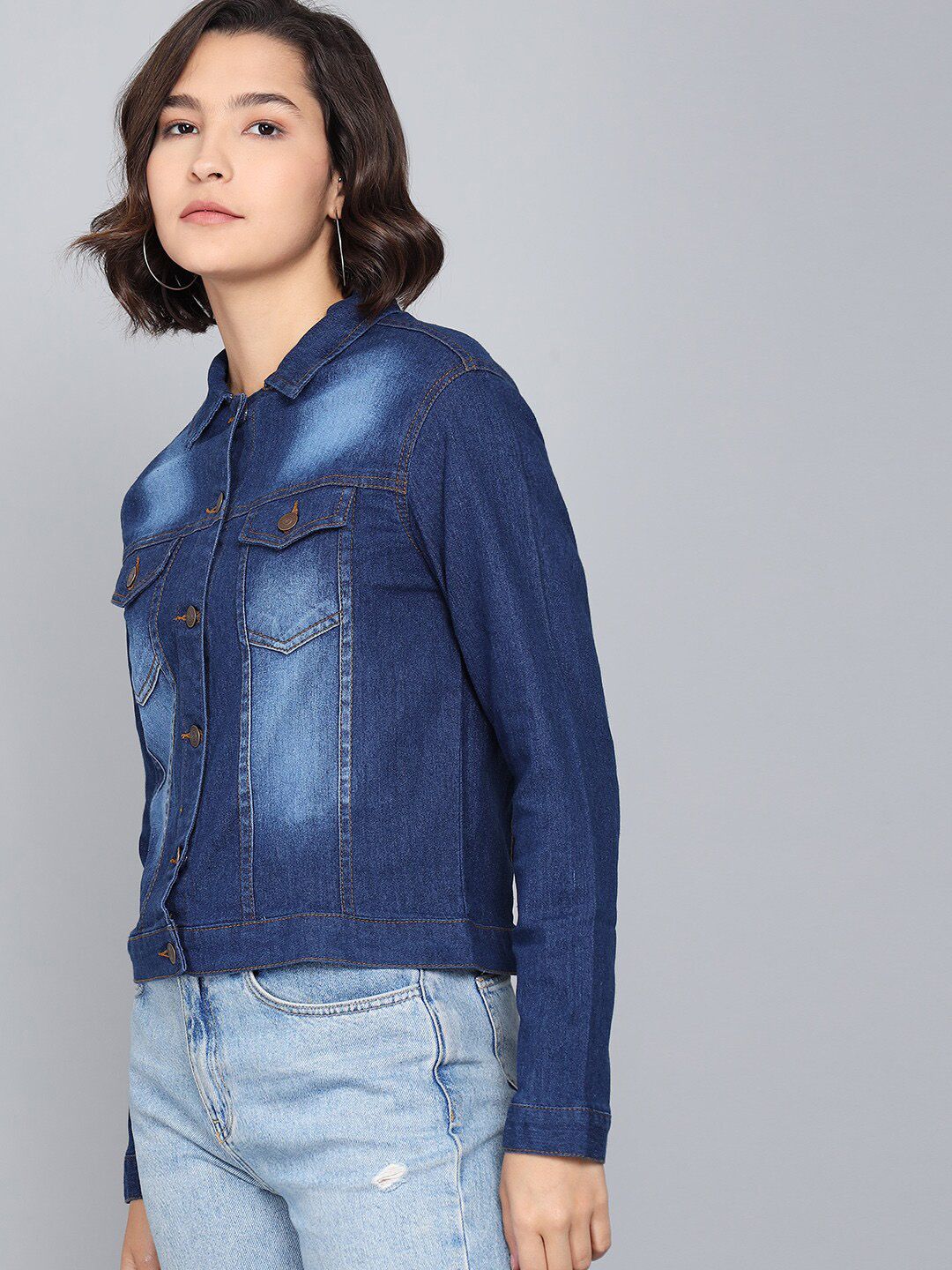 Kotty Women Blue Washed Denim Jacket