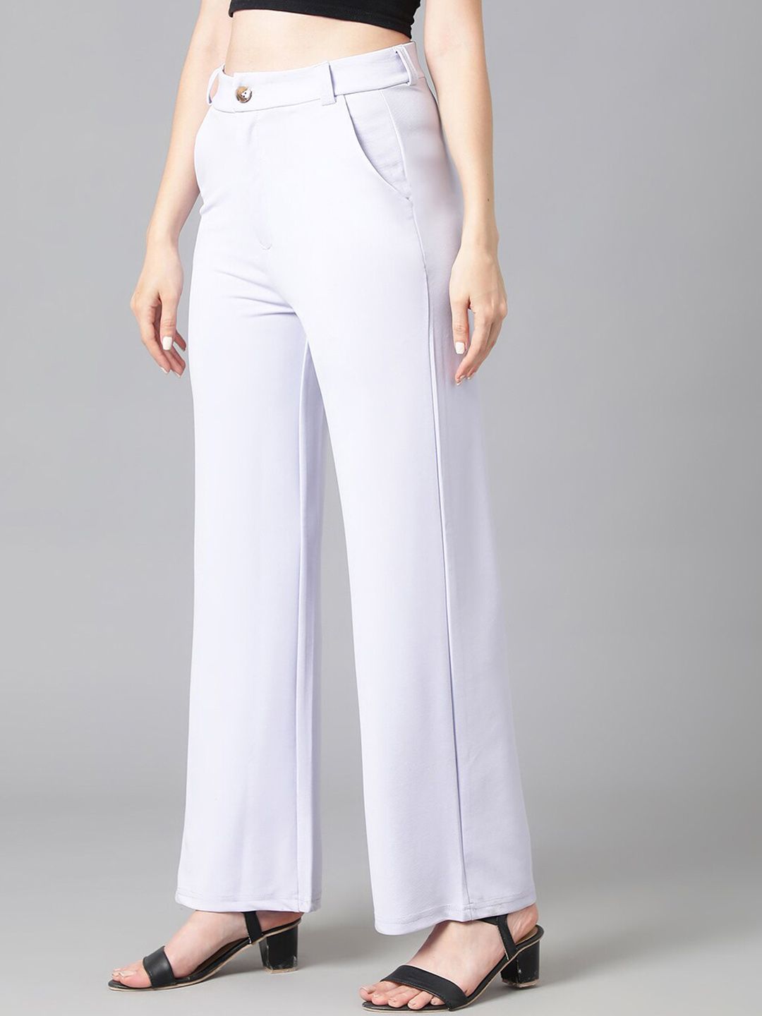 KOTTY BIZwear Women Purple Relaxed Straight Leg Straight Fit High-Rise Easy Wash Parallel Trousers