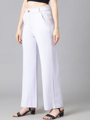 KOTTY BIZwear Women Purple Relaxed Straight Leg Straight Fit High-Rise Easy Wash Parallel Trousers