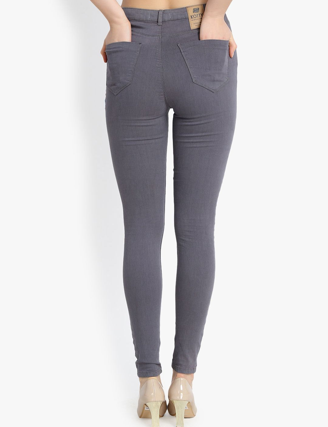 Kotty Women Grey Skinny Fit High-Rise Clean Look Stretchable Jeans