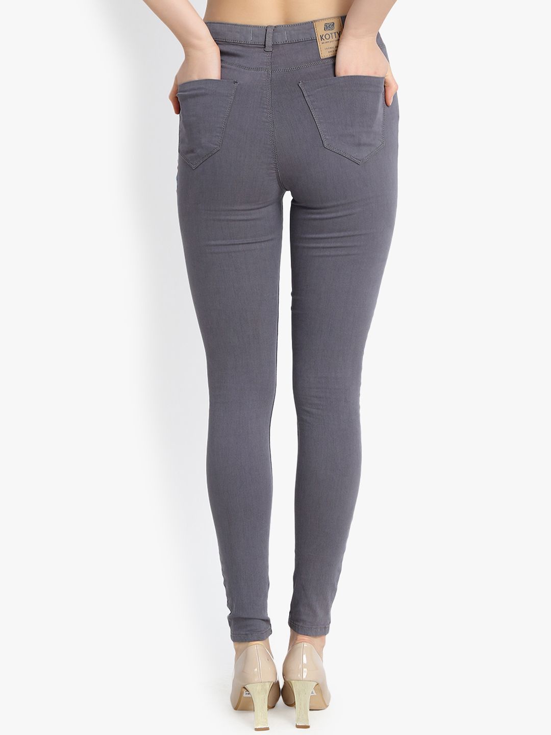 Kotty Women Grey Skinny Fit High-Rise Clean Look Stretchable Jeans